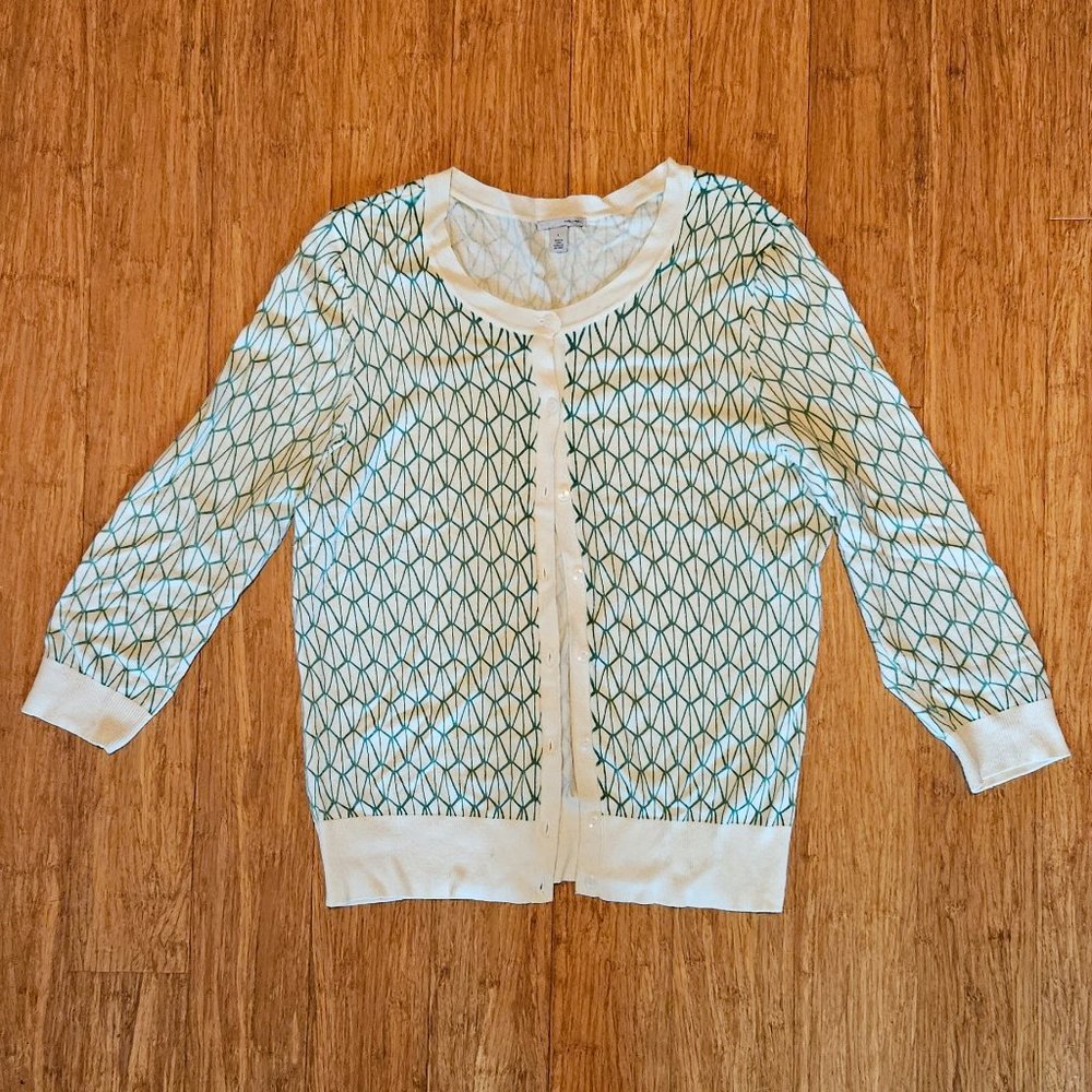 Halogen Three Quarter Sleeve Crewneck Cardigan - Large